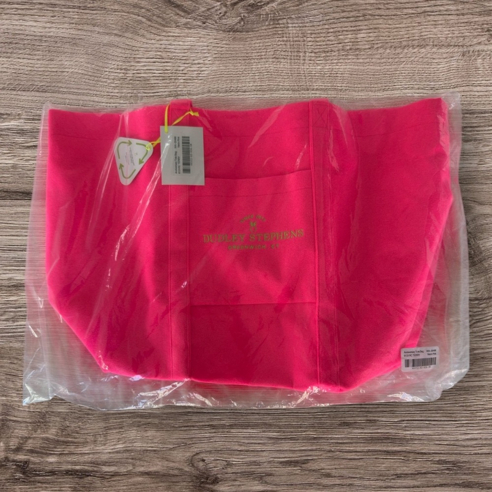 0727  Dudley Stephens Anniversary Tote Bag Neon Pink Terry Fleece NWT